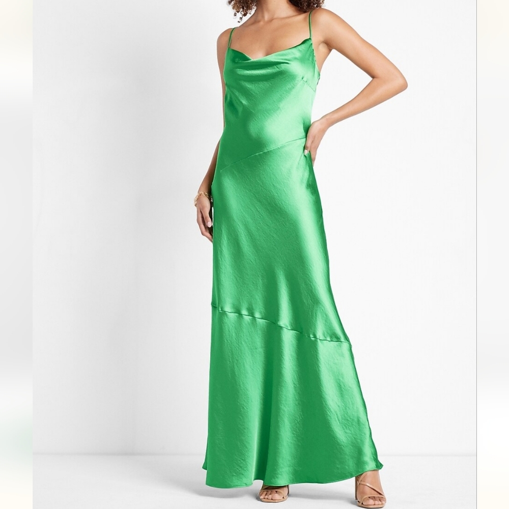 BRAND NEW Satin Cowl Neck Maxi Dress.  Size S